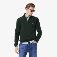 Мужской хлопковый свитер Lacoste на молнии с высоким воротом
