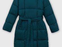 Стеганое утепленное пальто с поясом