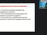 Международный вебинар "Социальное предпринимательство и некоммерческие организации в социальной сфере"