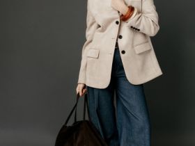 Однобортный жакет из искусственной замши, Бежевый