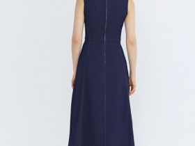 Джинсовое платье миди, Синий