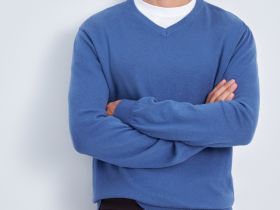 Джемпер из шерсти и хлопка с v-образной горловиной