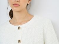 Укороченный кардиган из махровой пряжи, Белый