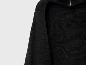 Шарф с воротником на молнии, Черный