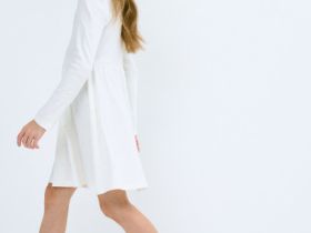 Трикотажное платье c принтом для девочек, Белый