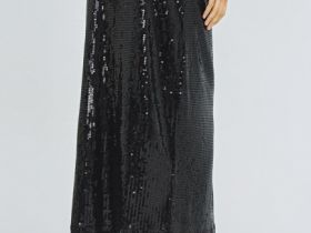 Прямая юбка с пайетками, Черный