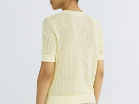 Ажурный джемпер с коротким рукавом, Желтый