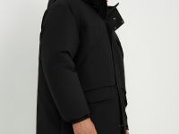 Пуховое пальто свободного силуэта с капюшоном