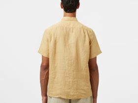Мужская льняная рубашка Lacoste с коротким рукавом