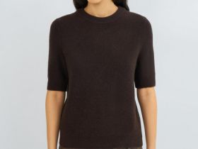Джемпер с коротким рукавом, Коричневый