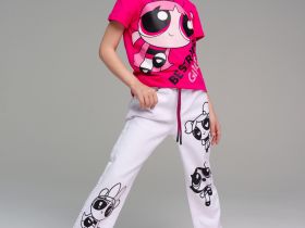 Брюки текстильные джинсовые для девочек