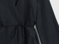 Рубашка изо льна с завязкой, Черный