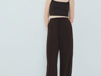 Укороченный топ на тонких бретелях, Коричневый