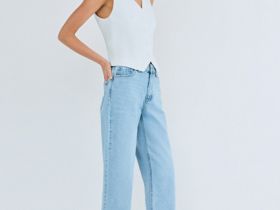 Укороченные прямые джинсы Straight, Голубой