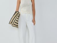 Вязаный топ кроше, Бежевый