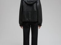 Кожаная куртка-худи с капюшоном