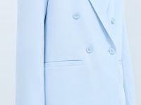Двубортный льняной жакет, Голубой