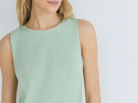 Приталенное платье из тенселя с расклешенной юбкой, Зеленый