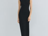 Вязаное платье в рубчик с горловиной-стойкой, Черный