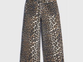 Широкие джинсы с леопардовым принтом для девочек, Мультицвет