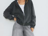 Джинсовые шорты-бермуды с высокой посадкой, Серый