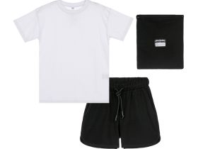 Комплект для занятий спортом: футболка, шорты, сумка-мешок для девочки