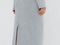 Вязаная юбка миди, Серый