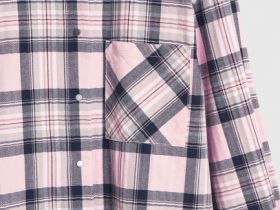 Рубашка в клетку на кнопках, Розовый