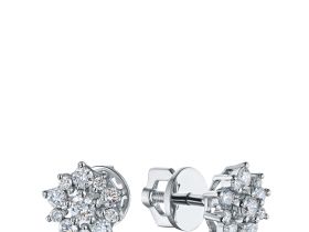 Пусеты из белого золота с бриллиантами э4701пс10177200