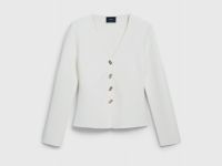 Кардиган на пуговицах с V-вырезом, Белый