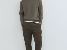 Джемпер с имитацией футболки, Коричневый