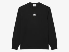 Хлопковая футболка Lacoste классического кроя унисекс с длинным рукавом