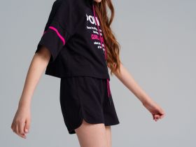 Комплект трикотажный для девочек: майка, шорты, фуфайка (футболка)