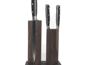Подставка для 4 ножей магнитная Woodinhome The Twins KS040SWEN-ST, венге/мрамор