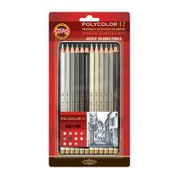 Набор карандашей цветные Koh-I-Noor "Polycolor Grey Line", 12 цв., заточен., металл. пенал, блистер