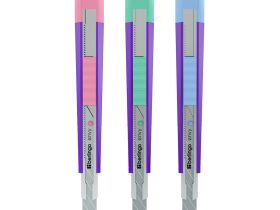 Нож канцелярский Berlingo "Envy" 9 мм, auto-lock, металл. направл., голубой, европодвес