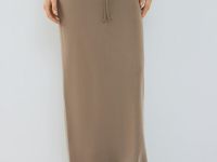 Прямая юбка с эффектом стирки, Бежевый