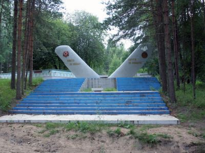 Братское захоронение советских воинов, погибших в 1941-44 гг., рядом установлена стела, где обозначено более 1300 фамилий летчиков-балтийцев, которые базировались на аэродроме «Борки» и погибли в 1941-45 гг. в боях над морем, защищая Ленинград. Среди поги
