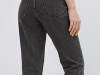 Прямые джинсы с высокой посадкой, Серый