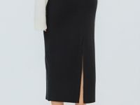 Вязаная юбка миди, Черный