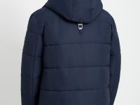 Утепленное полупальто с накладными карманами и капюшоном