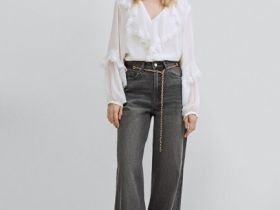 Блузка из шифона с рюшами, Белый