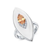 Серебряное кольцо с фианитами и жадеитом