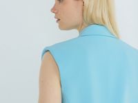 Однобортный жилет из поливискозы, Голубой