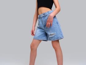 Шорты текстильные джинсовые для девочек