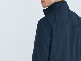 Бомбер с контрастными деталями, Синий