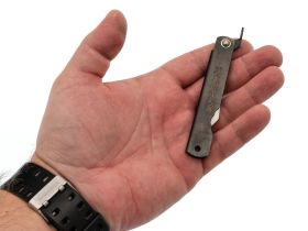 Нож складной Higonokami Nagao Kanekoma, 70мм, сталь SK-5 3 слоя, рукоять нержавеющая сталь черная