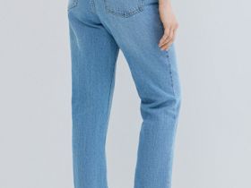 Прямые джинсы со средней посадкой, Голубой