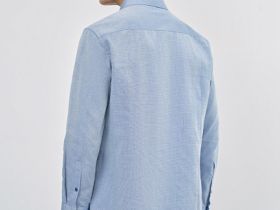 Рубашка из структурной ткани, Синий