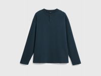 Свитшот с вырезом хенли, Синий